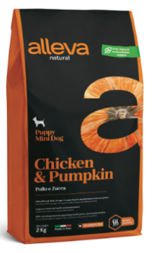 Повнораціонний сухий корм Alleva Natural Puppy Chicken & Pumpkin Mini - для цуценят, а також для вагітних та лактуючих собак міні порід, з куркою та гарбузом