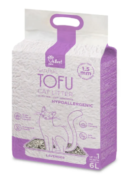 Наповнювач туалетів Velvet Paw TOFU для котів схильних до алергії з екстрактом лаванди