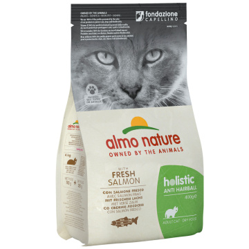 Almo Nature Holistic Cat для вывода шерсти у взрослых кошек со свежим лососем