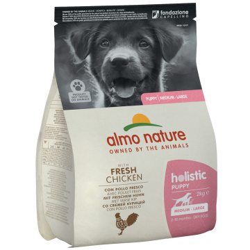 Almo Nature Holistic Dog M-L для щенков средних и крупных пород со свежей курицей
