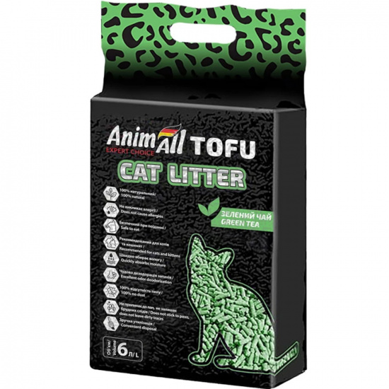 AnimAll Tofu Cat Litter Green Tea Наполнитель соевый, с ароматом зеленого чая
