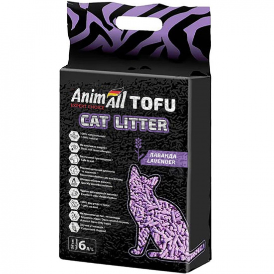 AnimAll Tofu Cat Litter Lavender Наполнитель соевый, с ароматом лаванды