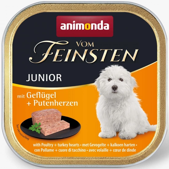 Влажный корм Animonda Vom Feinsten Junior with Poultry + Turkey hearts с птицей и индюшачьими сердцами для щенков