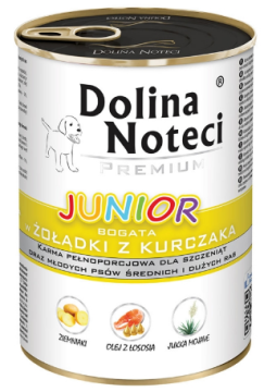 Влажный корм для щенков и юниоров собак средних и крупных пород Dolina Noteci Premium с куриными желудками