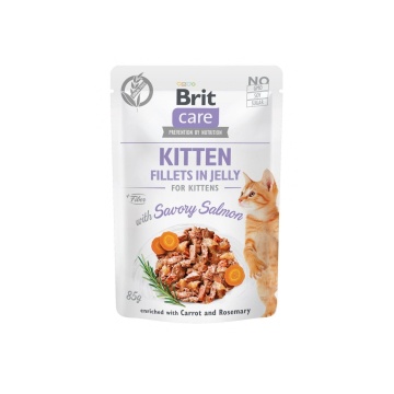 Корм вологий Brit Care Fillets in Jelly Savory Salmon Kitten для кошенят куряче філе в желе з лососем