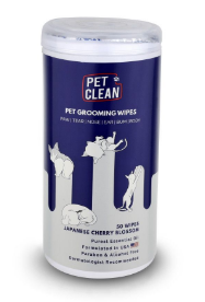 Серветки вологі Pet Clean PET GROOMING WIPES для грумінгу домашніх тварин щоденне очищення з ароматом японської вишні