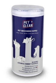 Салфетки влажные Pet Clean PET GROOMING WIPES для груминга домашних животных ежедневная очистка с ароматом японской вишни 