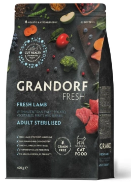 Grandorf FRESH LAMB & SWEET POTATO ADULT CAT STERILISED - Сухой корм для стерилизованных кошек ягненок с бататом