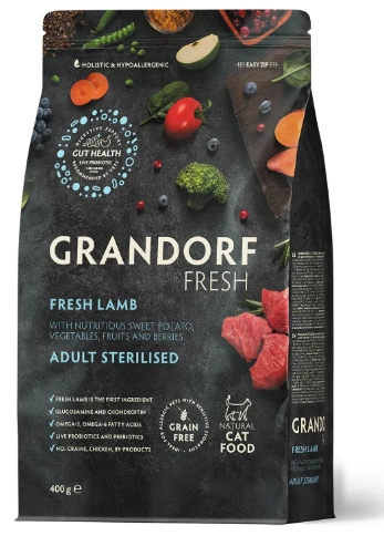 Grandorf FRESH LAMB & SWEET POTATO ADULT CAT STERILISED - Сухой корм для стерилизованных кошек ягненок с бататом