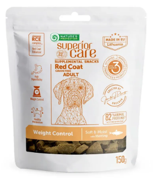 Беззернові ласощі Nature's Protection Superior Care Red Coat Weight Control з оселедцем для собак усіх порід із рудим або коричневим забарвленням