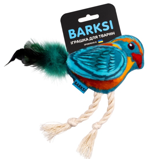 Игрушка для Кошек Barksi Птичка с колокольчиком и перьями 