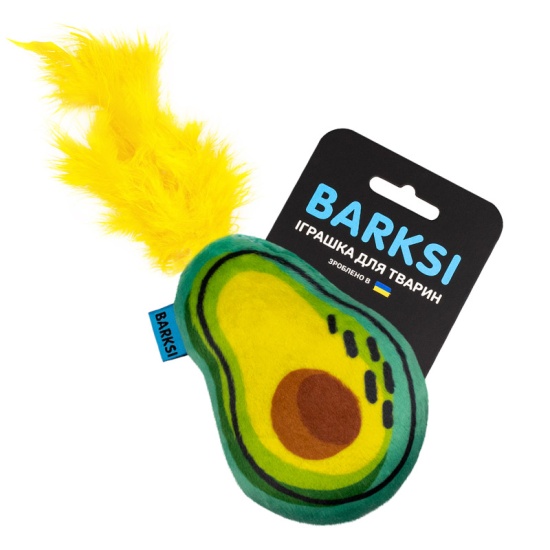 Игрушка для Кошек Barksi Авокадо с колокольчиком и перьями 