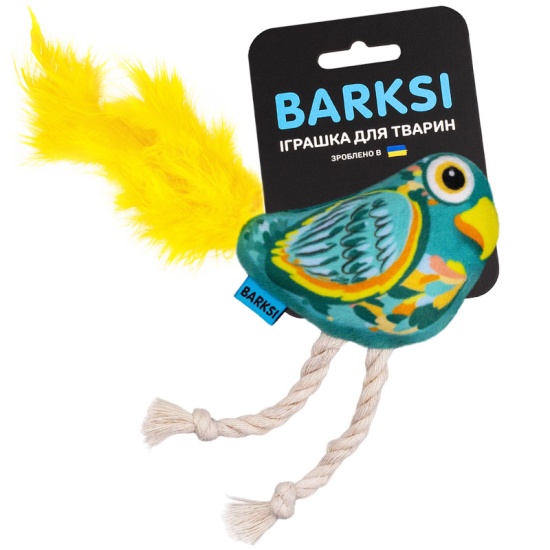 Игрушка для Кошек Barksi Попугай с колокольчиком и перьями 