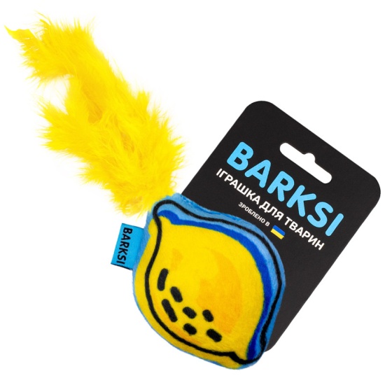 Игрушка для Кошек Barksi Лимон с колокольчиком и перьями