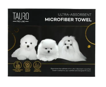 Полотенце из микрофибры Tauro Pro Line высокопоглощающее с померанским шпицем, мальтийской болонкой и бишоном фризе
