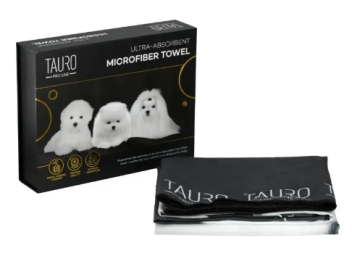 Полотенце из микрофибры Tauro Pro Line высокопоглощающее с померанским шпицем, мальтийской болонкой и бишоном фризе