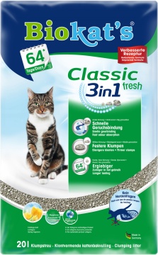 Наполнитель туалета для кошек Biokat's Classic Fresh 3in1 (бентонитовый)