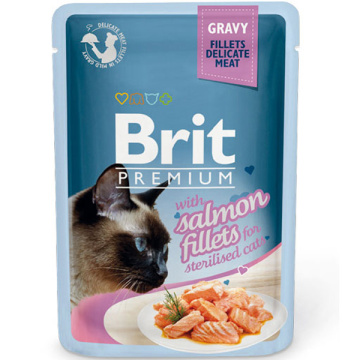 Brit Premium Филе лосося в соусе для стерилизованных кошек