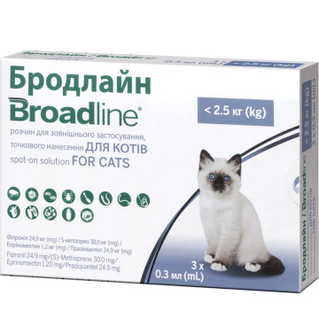 Broadline Капли на холку для кошек весом до 2,5 кг