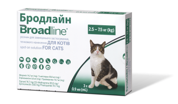 Broadline Капли на холку для кошек весом от 2,5 до 7,5 кг