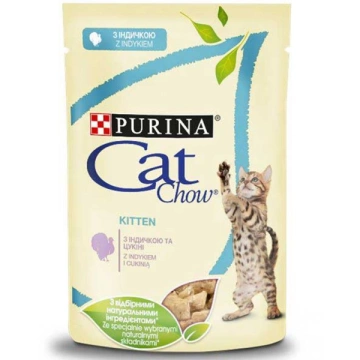 Cat Chow Нежные кусочки с индейкой и цукини в желе для котят