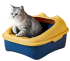 Туалет для кошек с лопаткой Derby Plastic Cat Litter Box, yellow-blue