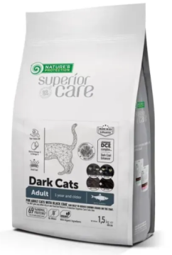 Сухой беззерновой корм с селедкой Superior Care Dark Cats Grain Free with Herring Adult all breeds для взрослых кошек всех пород с темной окраской шерсти 