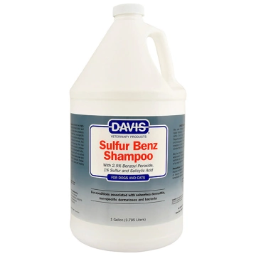 Davis Sulfur Benz Shampoo Девіс Сульфуп Бенз шампунь з пероксидом бензоїлу, сіркою, саліциловою кислотою для собак та котів із захворюваннями шкіри