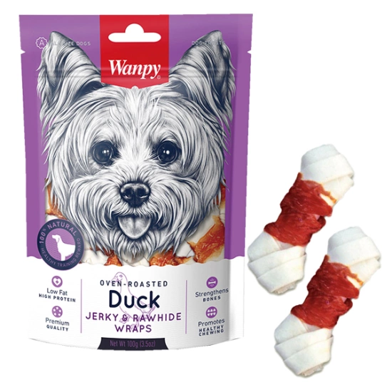 Wanpy Duck Jerky & Rawhide Wraps Ванпи кость с узлами и вяленой уткой