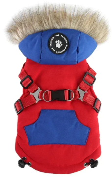 Зимовий жилет для собак з капюшоном та хутром Derby Red/Blue