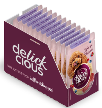 Delickcious Пластівці для собак з ягнятиною та лісовими ягодами у вершковому соусі