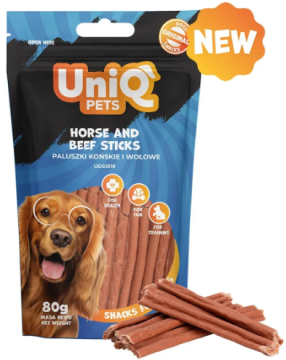 Ласощі для собак UniQ PETS Стіки з конини та яловичини