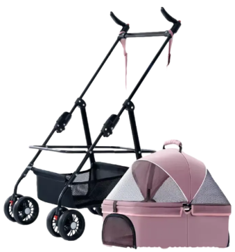 Коляска для котів і собак Bestopet Pink 3 in1 зі знімною переноскою