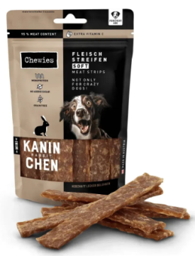 Мясное натуральное лакомство для собак 100% Кролик Chewies Fleischstreifen Soft Ente для всех возрастов