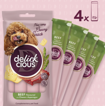 Delickcious Кремові ласощі – яловичина з додаванням сиру та спаржі