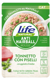 Вологий корм LifeCat anti-hairball tuna with peas з тунцем та горохом для котів для контролю волосяних кульок