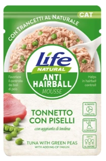Влажный корм LifeCat anti-hairball tuna with peas с тунцом и горохом для кошек для контроля волосяных шариков 