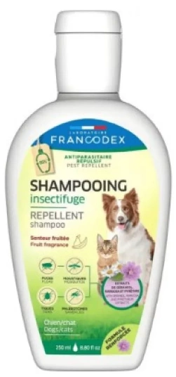 Шампунь-репеллент Francodex Laboratoire Repellent от блох и клещей для кошек и собак с гераниолом, фруктовый аромат