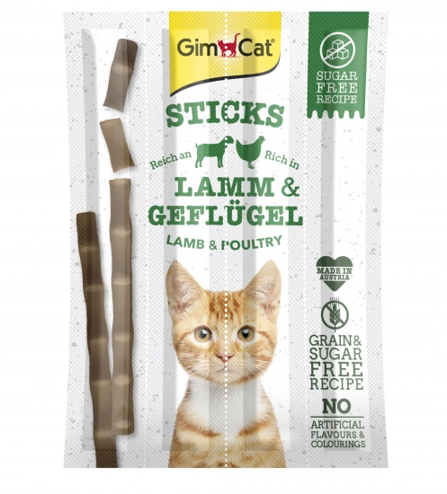 GimCat Sticks Lamb and Poultry Ласощі для котів, з ягням і птицею