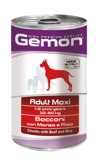 Gemon Dog Maxi Adult Chunks with Beef&Rice с говядиной и рисом
