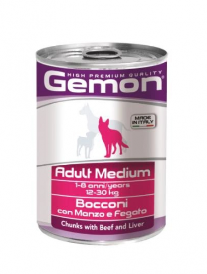 Gemon Dog Wet Medium Adult кусочки с говядиной и печенью