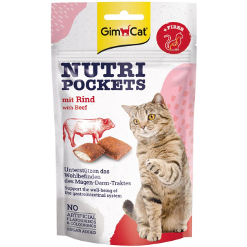 GimCat Nutri Pockets Beef & Malt Подушечки з яловичиною та солодом для котів