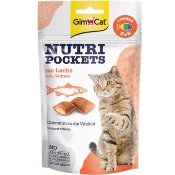 GimCat Nutri Pockets Salmon & Omega 3+6 Подушечки с лососем и жирными кислотами для кошек