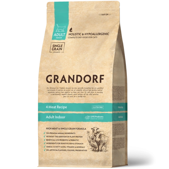 Grandorf 4 Meat & Brown Rice Adult Indoor Cat