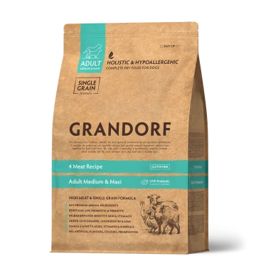 Grandorf White 4 Meat & Brown Rice 4 вида мяса для взрослых собак всех пород