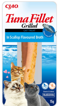 Лакомство для кошек INABA "Grilled" филе тунца на гриле в бульоне из морского гребешка