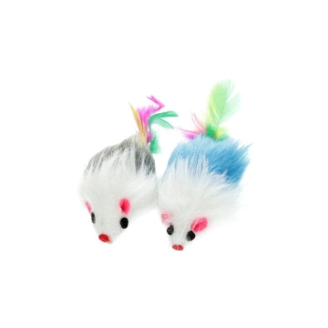 HIPPIE PET Игрушка для котов Мышки с перьями пушистые разноцветные