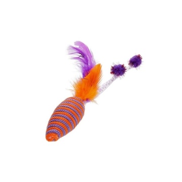 HIPPIE PET Игрушка для котов Мышка с перьями фиолетовая