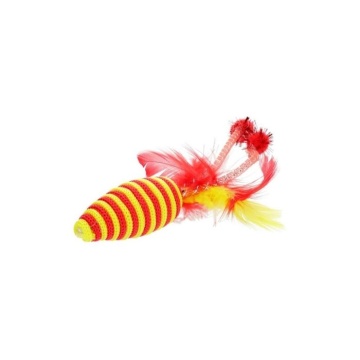 HIPPIE PET Игрушка для котов Мышка с перьями красная
