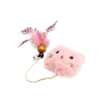 HIPPIE PET Игрушка для котов Плюшевый мишка с перышком розовый